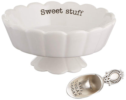 Mud Pie 4881012S Candy Dish "Sweet Stuff" with Scoop, White