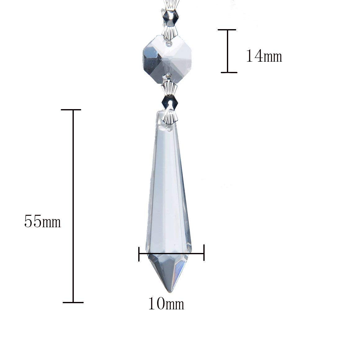 H&D HYALINE & DORA 20PCS 55mm Clear Chandelier Icicle Crystal Prisms Lamp Decoration