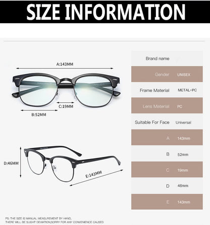 RuiJinGen Computer Gaming Blue Light Blocking Glasses Half frame Retro Semi Rimless Clear Lens Glasses Eyewear Men Women