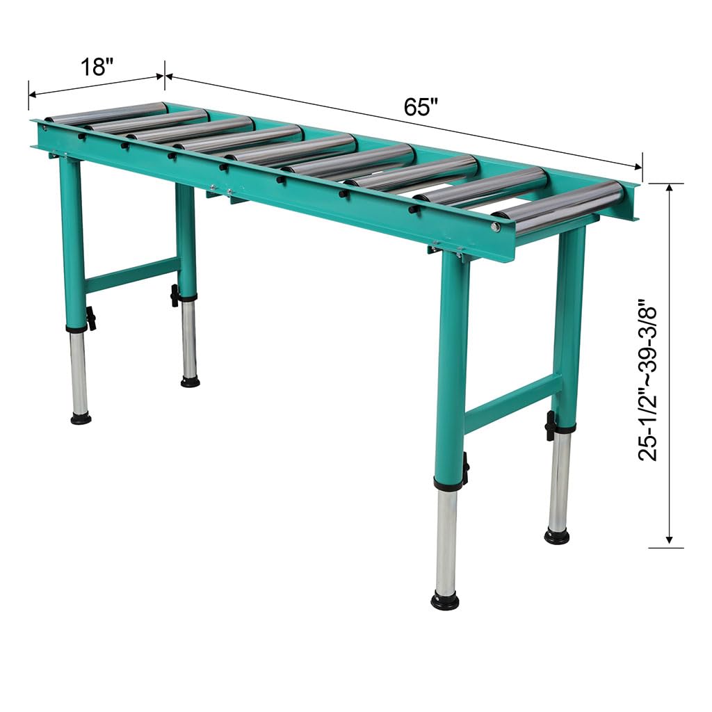 SEOCCTV 5 FT Adjustable Roller Conveyor Table with 9 Rollers, Heavy Duty Portable Steel Conveyor Stand, Height Adjustable Roller Table Supports 440 lbs for Warehouse, Workshop & Material Handling