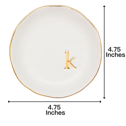COLLECTIVE HOME - Ceramic Jewelry Tray, Decorative Trinket Dish for Rings Earrings Necklaces Bracelet Watch Keys, Birthday Mother's Day Christmas Gift for Women, 4.75", White Surface (K)