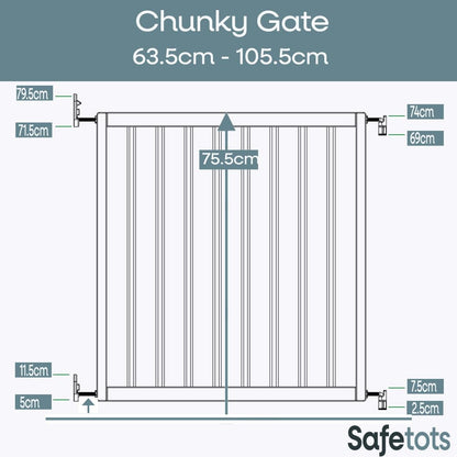 Safetots Chunky Wooden Screw Fit Stair Gate, Natural, 63.5cm - 105.5cm, Wood Baby Gate, Screw Fit Safety Barrier, Stylish Design and Practical Safety Gate, Easy Installation