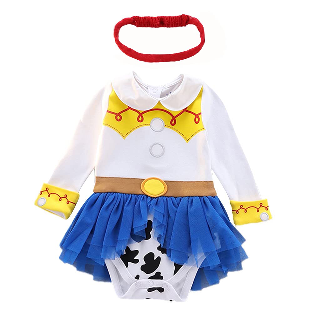 HIHCBF Baby Girls Christmas Halloween Jessie Costume Cowgirl Princess Birthday Bodysuit Romper Tutu Dress w/Headband