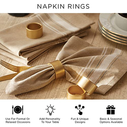 DII Christmas Thanksgiving Holiday Tabletop Décor Collection Decorative Napkin Ring Holder Set, 4" Diameter, Gold Beaded Cluster, 6 Piece