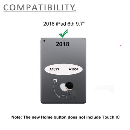 JPUNG A1893 A1954 Screen Replacement Kit for iPad 6 (6th Gen) Digitizer Touch Glass 6th Generation 9.7 inch 2018 with Home Button Full Repair Tools Video Guide