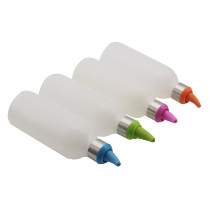 Lancoon 4Pcs Squeeze Condiment Bottles 450ml/16oz Plastic Sauce Dispenser Bottle for Hot Sauce BBQ Ketchup Syrup Salad Dressing Mustard Olive Oil