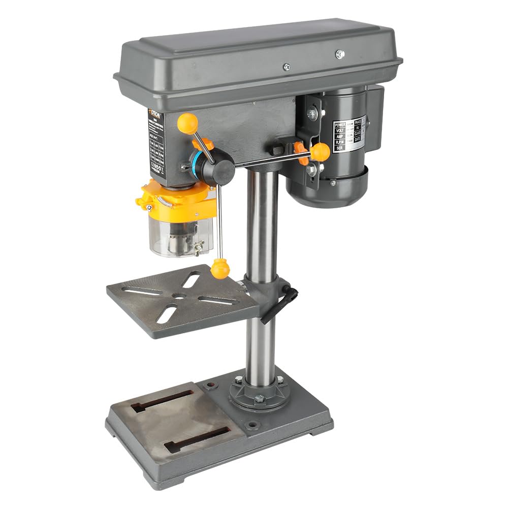 Hoteche Variable Speed Benchtop Drill Press with 5/8-Inch Chuck, 170mm Work Table & 50mm Spindle Travel - Precision Tabletop Drilling Machine for Wood, Metal, Plastic & DIY Projects