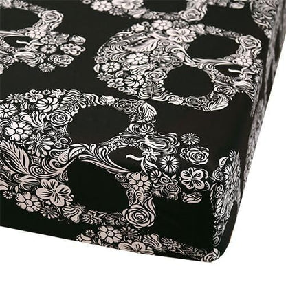 SDIII 4PCS Sugar Skull Sheets Set Full, Soft Microfiber Gothic Bedding Skeleton Sheet Set, Goth Skull Halloween Sheets Full Deep Pocket Hotel Luxury