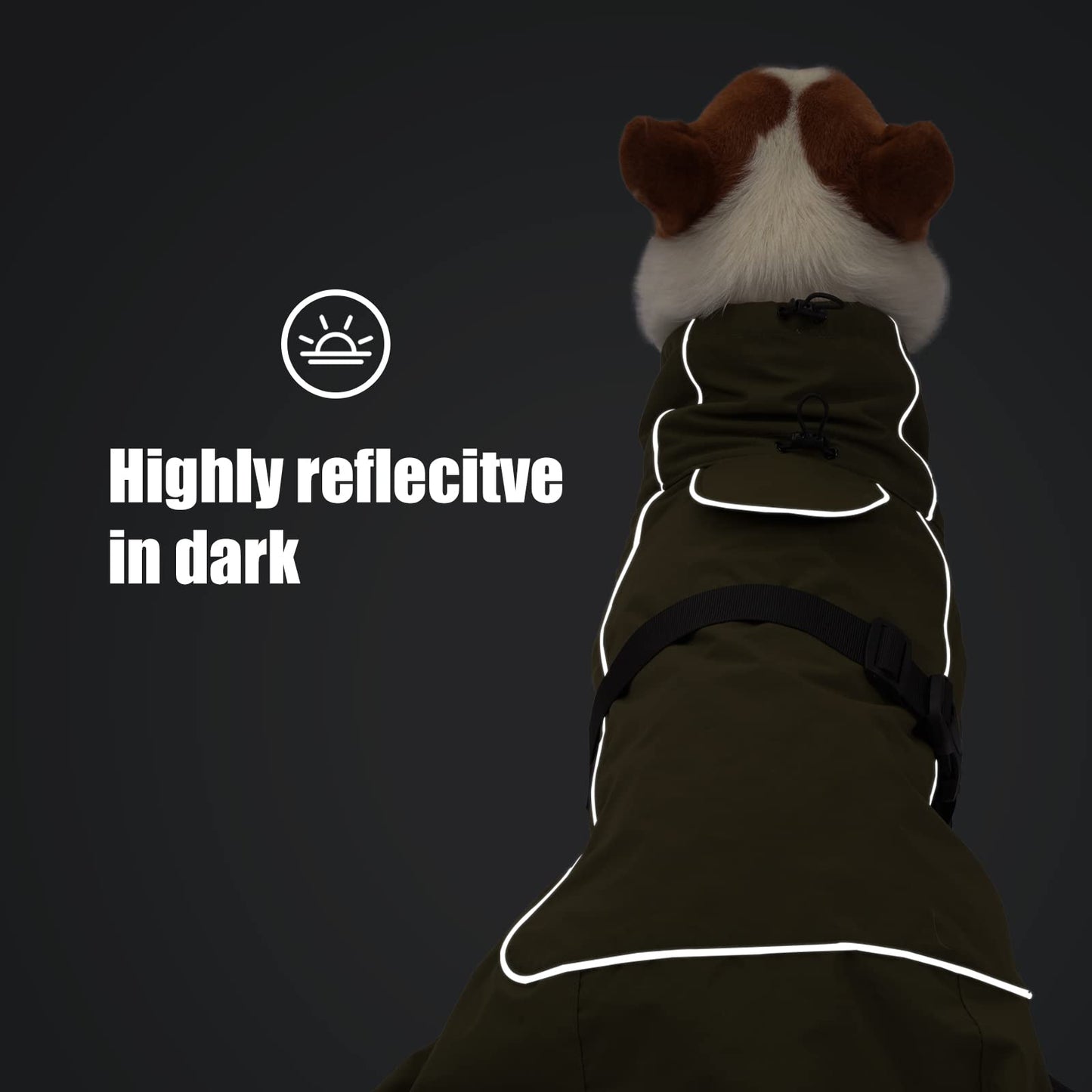 HEYWEAN Dog Jacket Waterproof Dog Coat Cold Weather Reflective Jacket with Soft Fleece Lining Warm Coat for Pet Dog Indoor & Outdoor Camping Hiking
