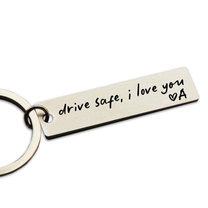 Key Chain Drive Safe I Love You Engraved Initial Personalized Gift for Husband Boyfriend Keychain Gift Car Accessories – Valentine’s Day Gift for Him Her Couples Romantic Love Keepsake (A)