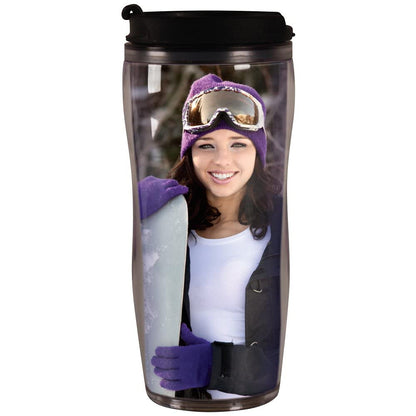 14 oz Photo Travel Mug with Flip Top - PixMug - The Mug That's a Picture Frame - DIY - Insert Your Own Photos or Create and Print Inserts Online – 1 Pack
