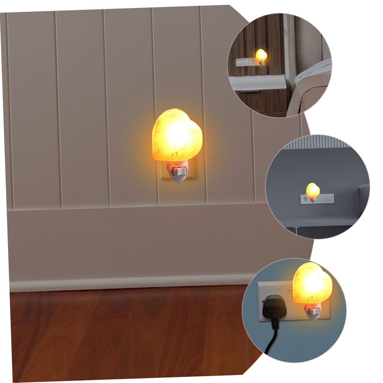 VALICLUD Himalayan Crystal Salt Night Shape LED Plug in Warm Glow Home Decoration for Bedroom Bathroom Corridor Yoga Meditation