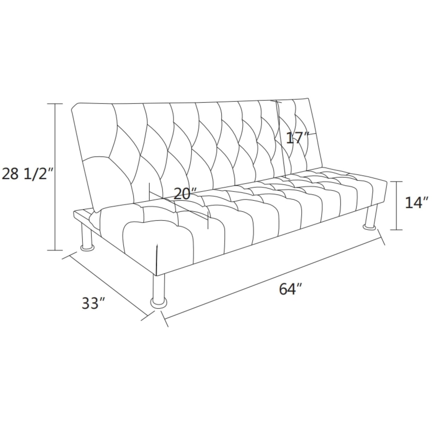 UOCFYK Linen Sofa Bed, Sleeper Convertible 2 in 1 Folding Couch with Metal Legs for Living Room,Apartments, Guest Rooms, and Compact Spaces,Grey