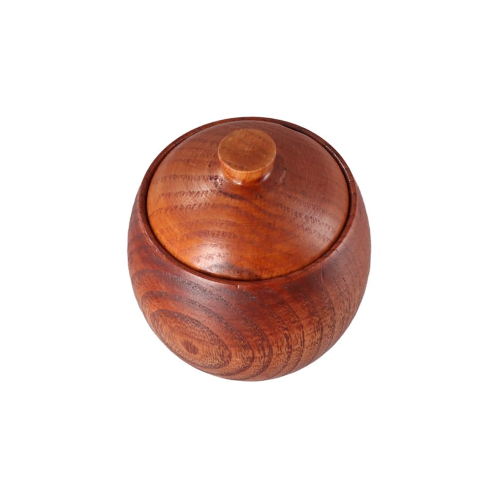 Leadigol Solid Wood Spice Jar Condiment Bowls with Wooden Spoon, Salt Seasoning Container Condiment Jar Storage Box with Spoon for Home Kitchen