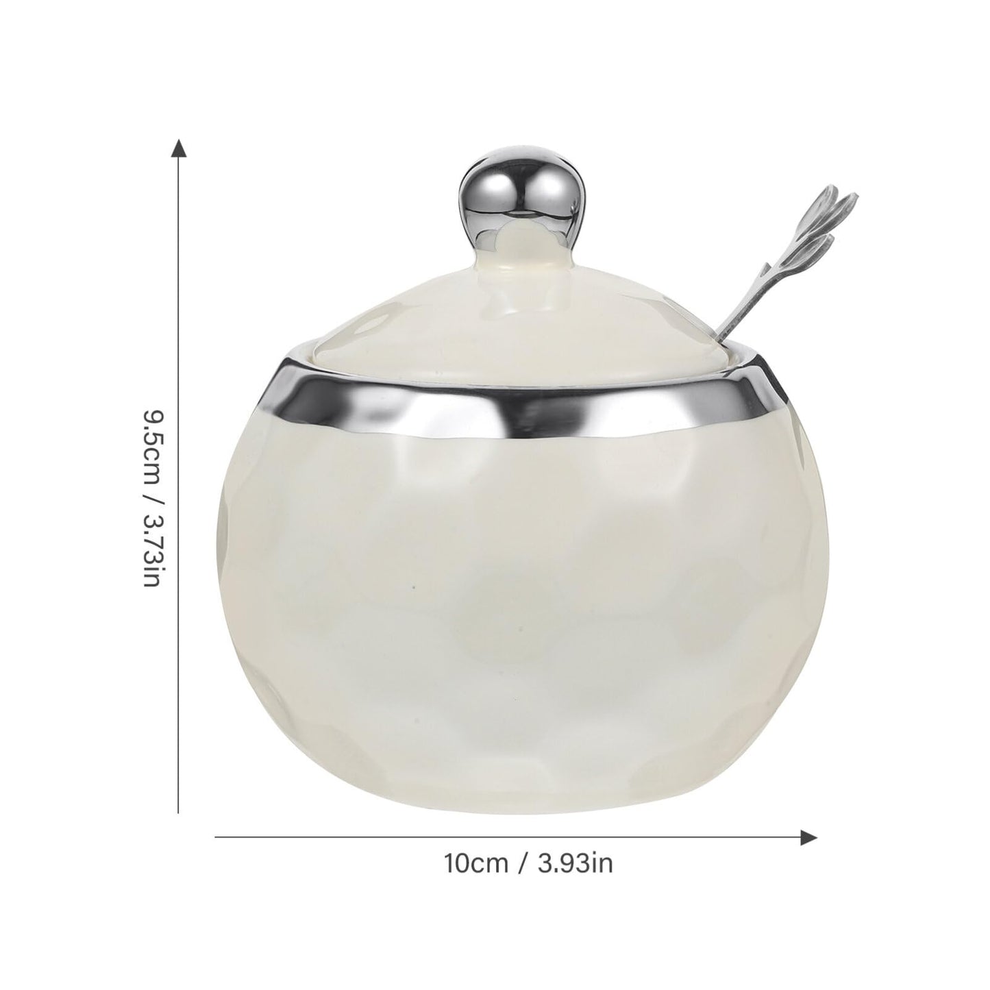 Kichvoe Porcelain Seasoning Jar with Lid and Spoon 3.74 Inch Ceramic Sugar Container Multifunctional Condiment Holder for Kitchen and Dining