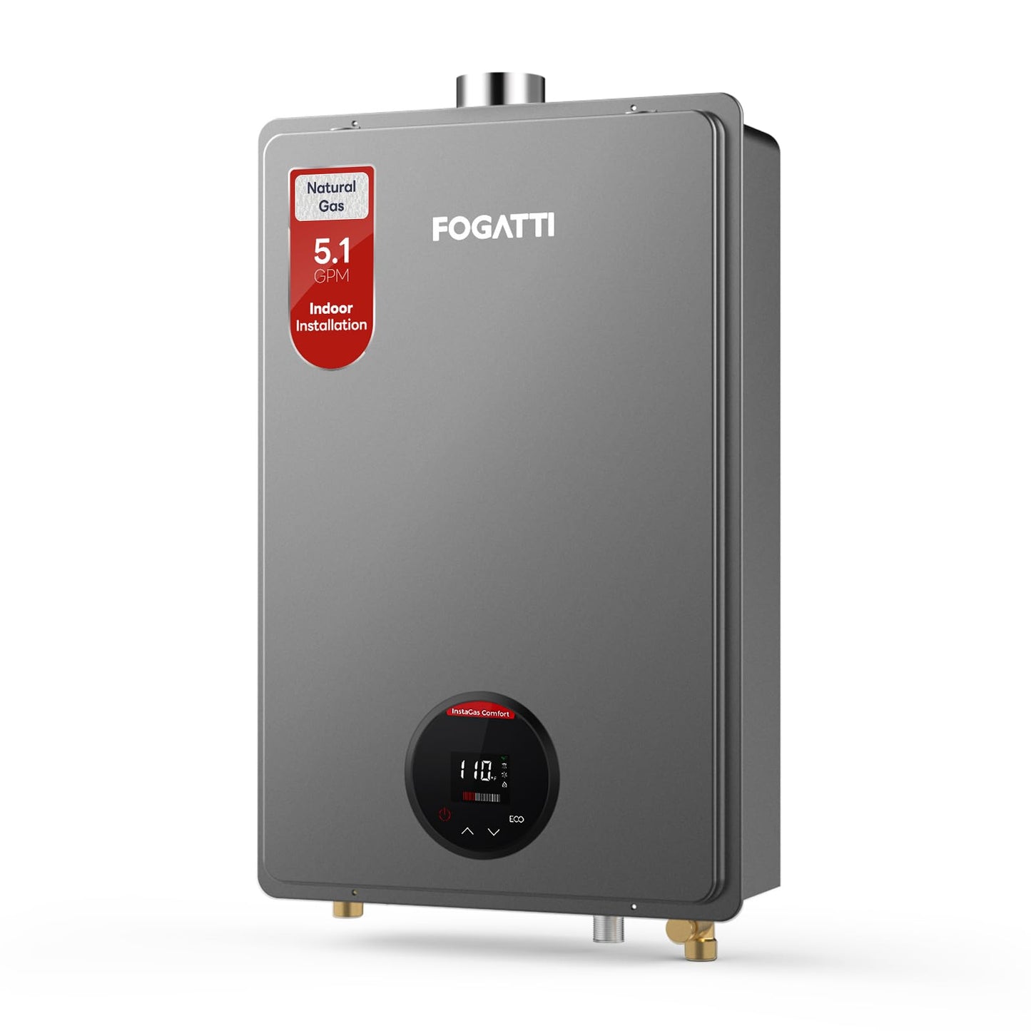 FOGATTI Natural Gas Tankless Water Heater Indoor - Max 5.1 GPM 120,000 BTU, CSA Certified Compact Design On Demand Instant Hot Water Heater - Instagas Comfort 120S Series