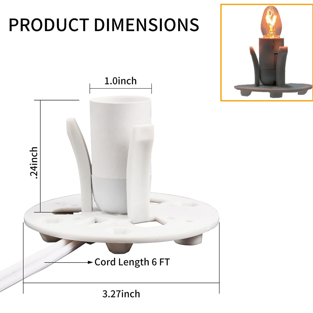 SCOMX White Himalayan Salt Lamp Cord, Dimmer Switch,Christmas Bulb,Salt Lamp Cord with Dimmer Control and Base Assembly,5 Feet,E12 Base for Himalayan Salt Lampsand with six Free 7-15W Bulbs (1)
