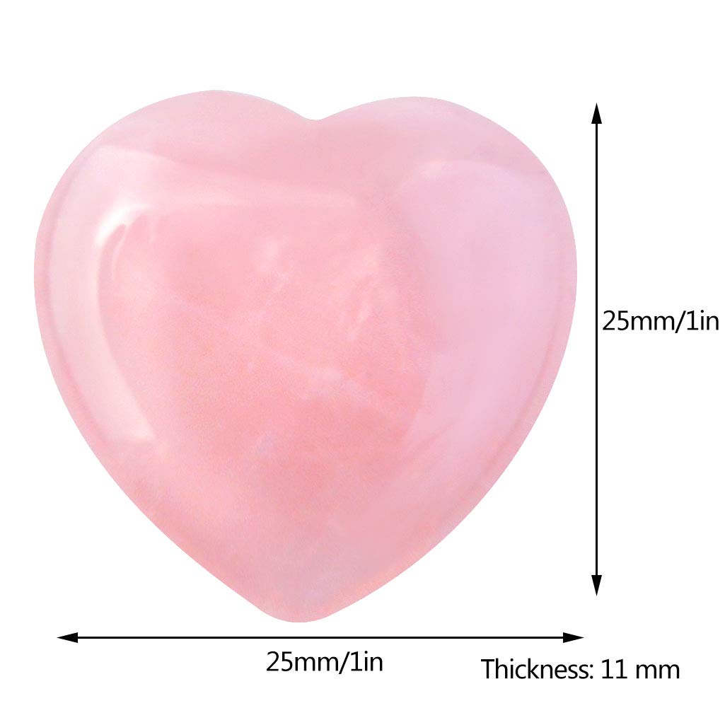 Marrywindix 10 Packs 1 Inch Healing Crystal Natural Rose Stone Heart Love Carved Palm Worry Stone Chakra Reiki Balancing