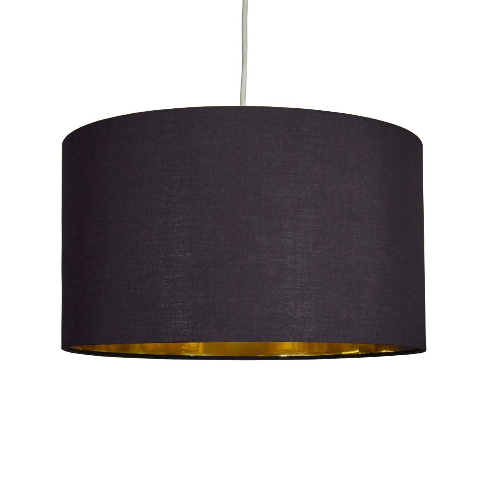 MiniSun | Extra Large Modern Black and Gold Drum Light Shade | Pendant Lights, Home Décor & Improvement Essential | 450mm Shade Width