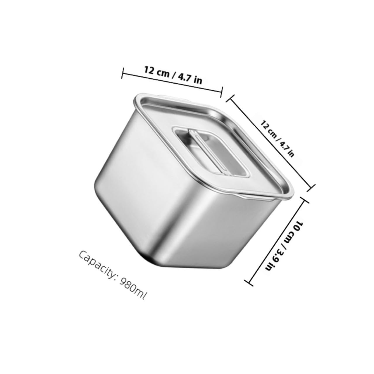 NUOBESTY Stainless Steel Condiment Pot with Lid Seasoning Jar for Kitchen Spice Container Silver Countertop Container for Sugar Salt and Sauce 4.72 X 4.72 X 3.93 in