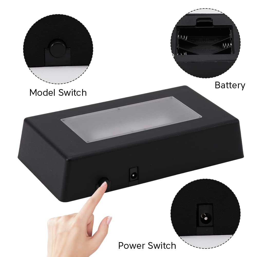 2 Pack LED Light Stand Base, 7 Color Rectangle Display Pedestal Lighted Box