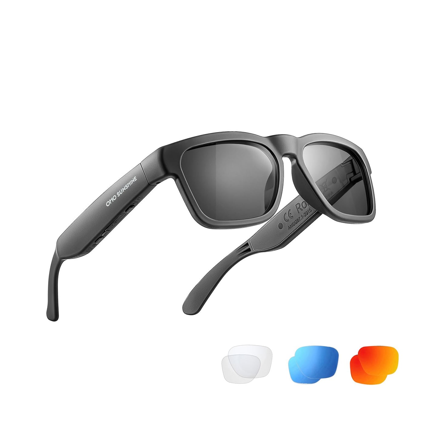 OhO Smart Glasses,Polarized Sunglasses with Bluetooth Speaker,Athletic/Outdoor UV Protection and Voice Control,Unisex(Mirror Blue Lens)