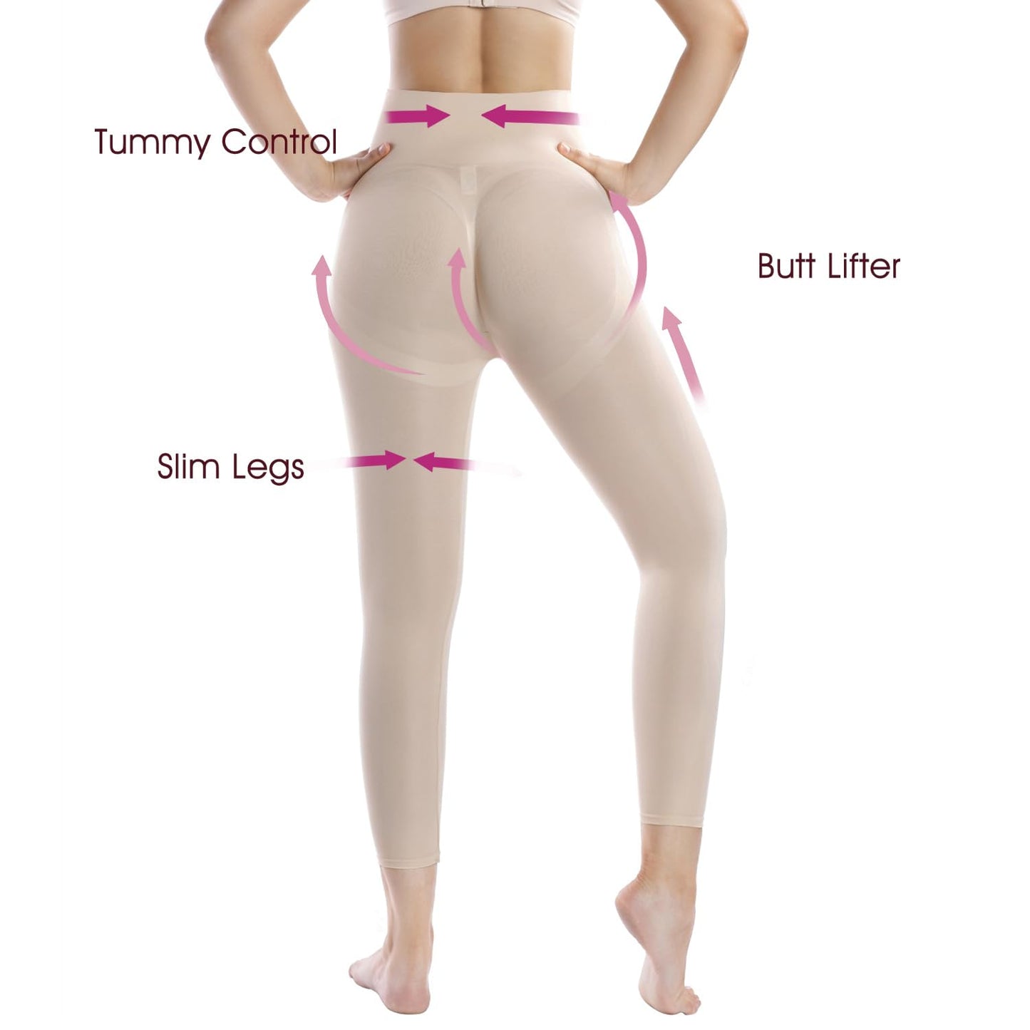 +MD Shapewear for Women Tummy Control Seamless High Waisted Light Compression Footless Tights Leggings