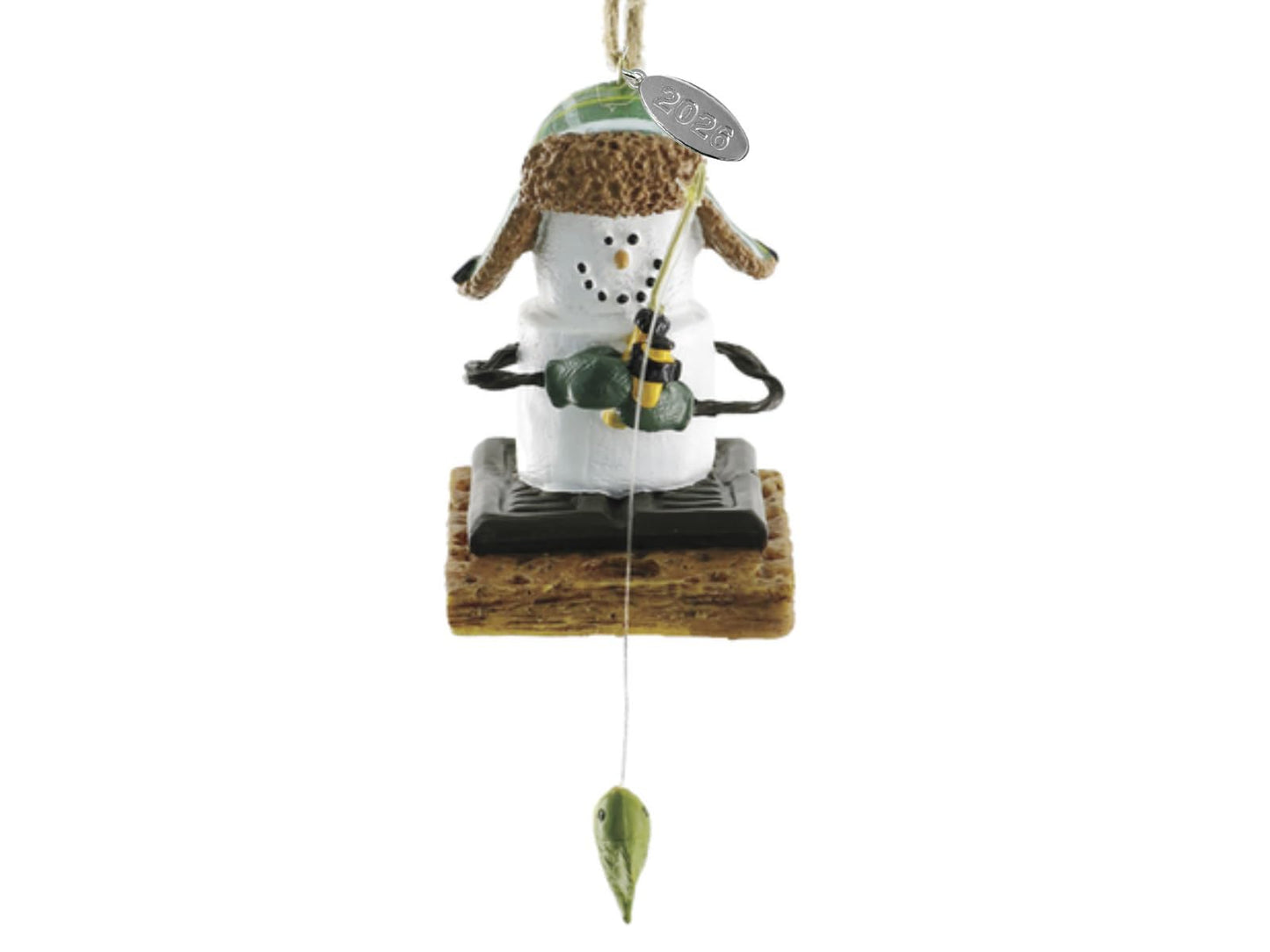 Smores Ornament - Ice Fishing Gifts - Smores Fishing Ornament with Ice Fisherman and Fish on Rod - Comes in Gift Box so It's Ready for Giving