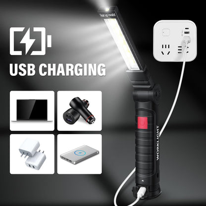 Tool Fathers Day Dad Gifts for Men Him Husband, LED Rechargeable Work Light for Mechanic with Magnetic Base Hook, Grill Light Inspection Flashlight 5 Modes 360° Rotate Car Repair Emergency Birthday
