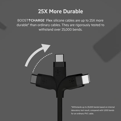 Belkin BoostCharge Pro Flex Braided USB-C to USB-A Cable (1M/3.3FT) USB-IF Certified Fast Charging Cable for iPhone 17, iPhone 17 Pro, iPad, Galaxy S25, Note, Pixel, Nintendo Switch 2 & More - Black