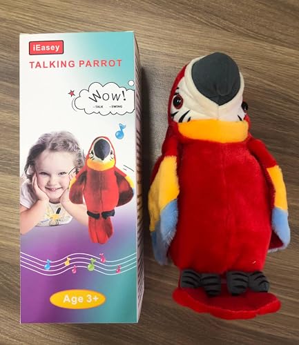 Kids Cutiest Talking Parrot Toy Mimicry Pet Speaking Plush Toy Repeat What You Say Waving Wings Electronic Record Bird Toy Stuffed Animal Interactive Sensory Educational Toy Birthday Xmas Gift