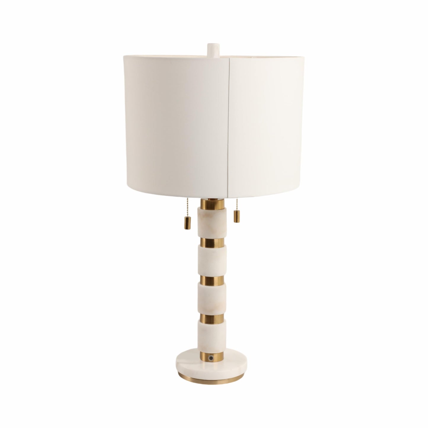Sagebrook Home 27x14 Stacked Marble Lamp With 2 Pulls, White
