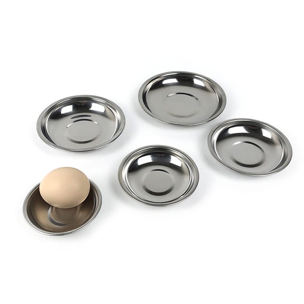esowemsn 10PCS Stainless Steel Sauce Dishes Mini Appetizer Serving Plates 4inch Round Seasoning Dishes Sushi Dipping Bowl for Home Kitchen Restaurant