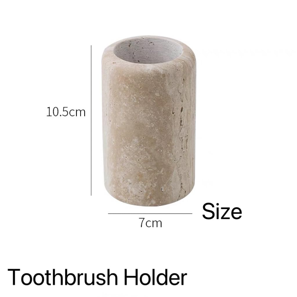 Luxury Natural Contemporary Travertine Marble Toothbrush Holder Toothpaste Holder Accessories Also Great As Pencil Pen Holder and Makeup Brush Holder
