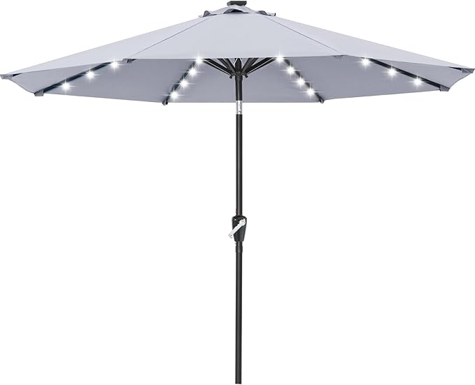 ABCCANOPY 10FT Durable Solar Led Patio Umbrellas with 32LED Lights (Gray)