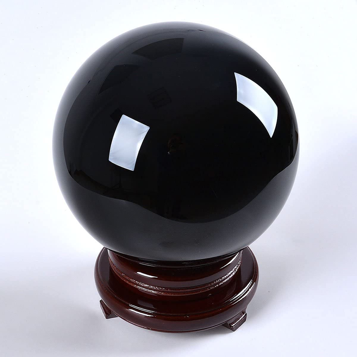 LONGWIN 200mm (8 inch) Big Divination Black Crystal Ball Fengshui Sphere Home Decorations Meditation Ornaments