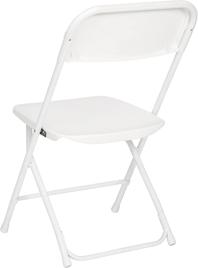 Flash Furniture Hercules Series Big & Tall Stackable Plastic Folding Chairs, Extra Wide Commercial Event Seats, Set of 4, White