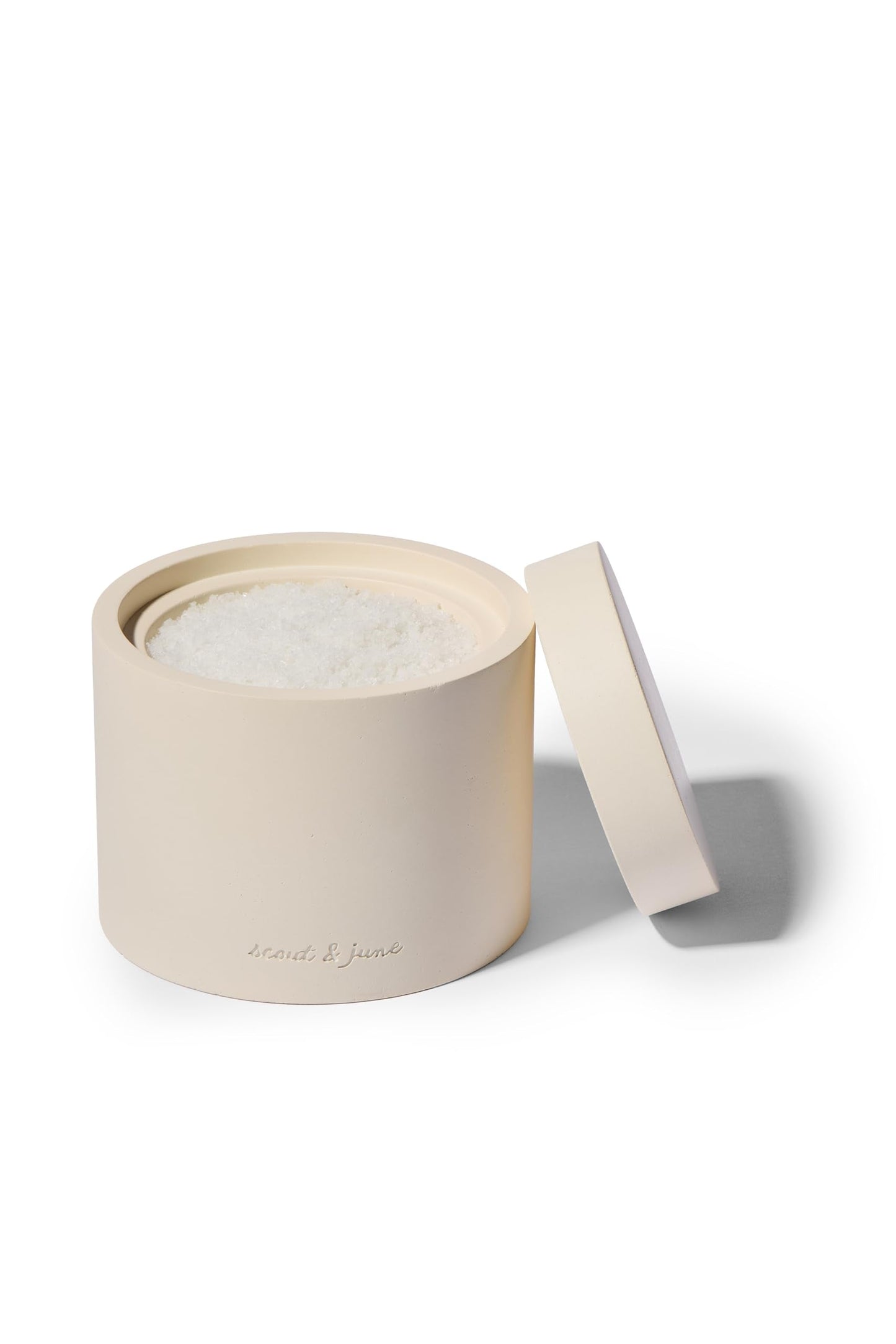 scout & june Stone Salt Cellar - Salt Bowl for Countertop - Crafted Sea Salt Pig with Lid - Convenient Kitchen Storage Container for Spices
