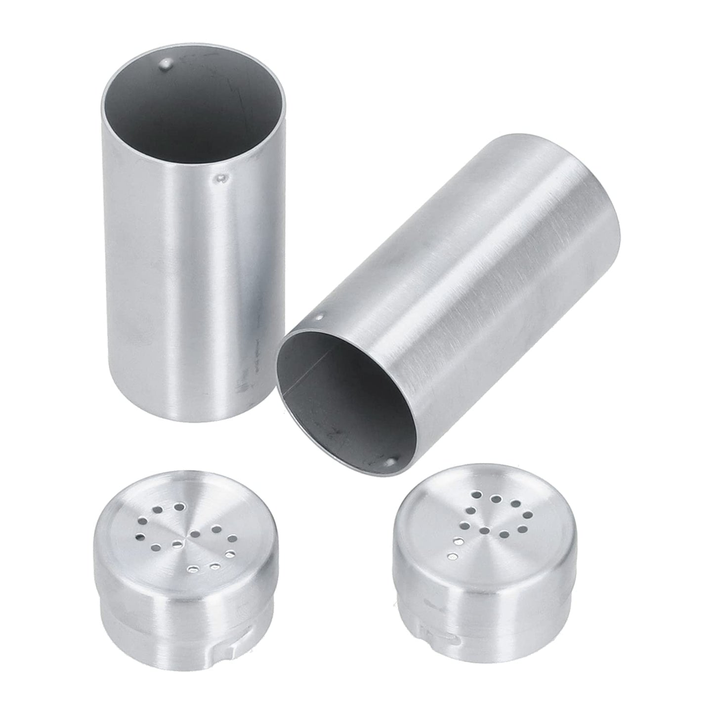 2Pcs Stainless Steel Spices Shakers, Salt and Pepper Shakers Set Seasoning Bottle Spices Jars Dispenser with Shaker Lids Silver