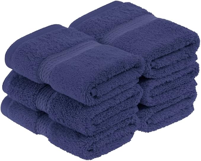 Superior Egyptian Cotton Pile Face Towel/Washcloth Set of 6, Ultra Soft Luxury