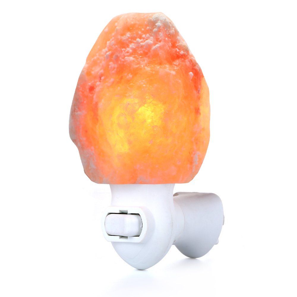 Betus Natural Crystal Himalayan Salt Wall Lamp - Air Purifying Night Light - 360° Rotatable Plug 7W Bulb - Natural