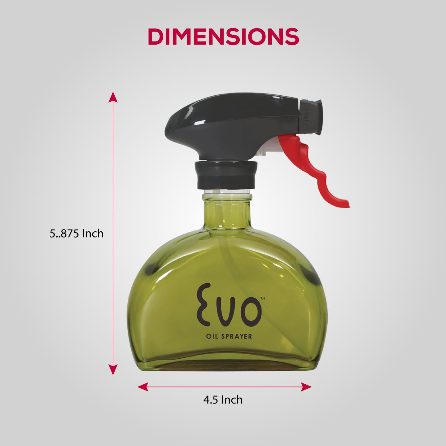 Evo Oil Sprayer Glass, Non-Aerosol for Olive, Cooking Oils, and Vinegars, Yellow, 6-Ounce Capacity