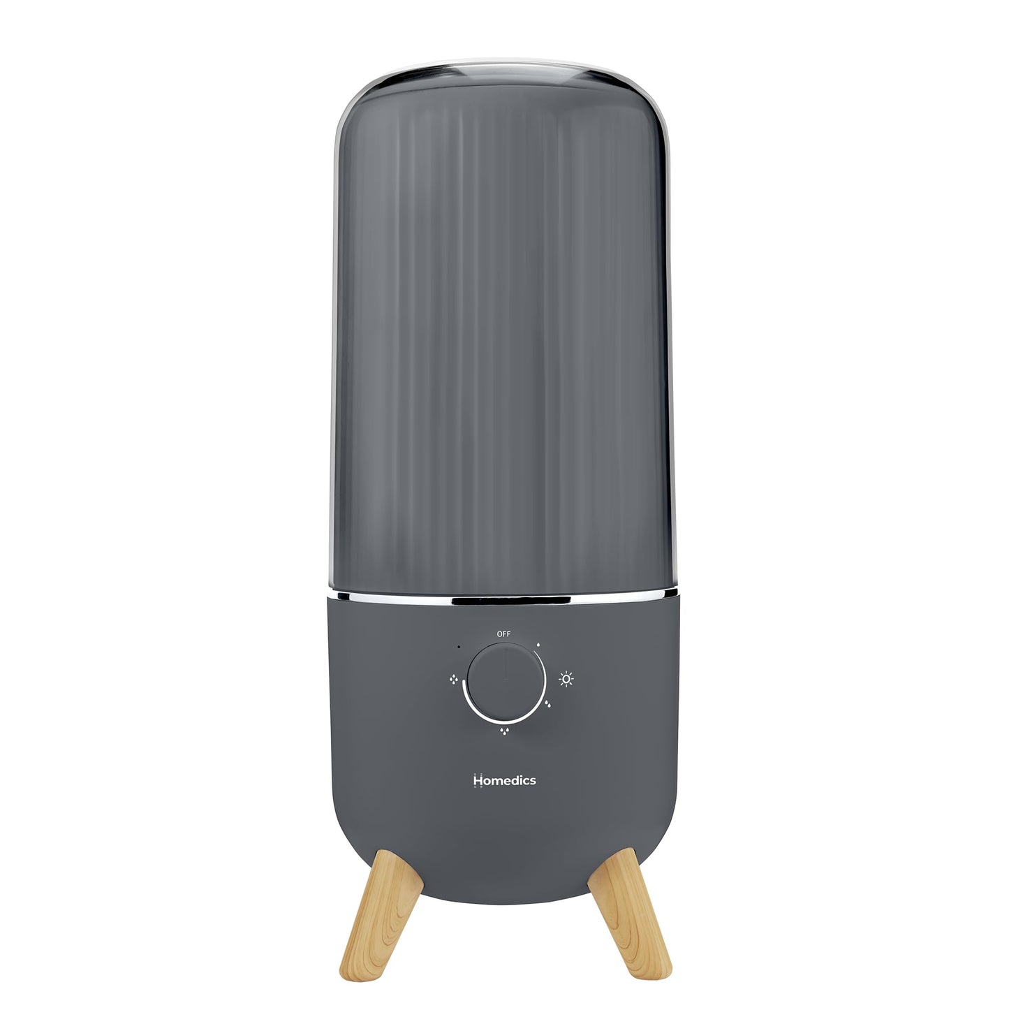 Homedics Ultrasonic Humidifier, Bedrooms and Home Offices, 0.97-Gallon Tank, 45-Hour Runtime, Visible Ultra-Quiet Cool Mist, Aromatherapy, Demineralization Cartridge, Night-Light, Auto-Off, White