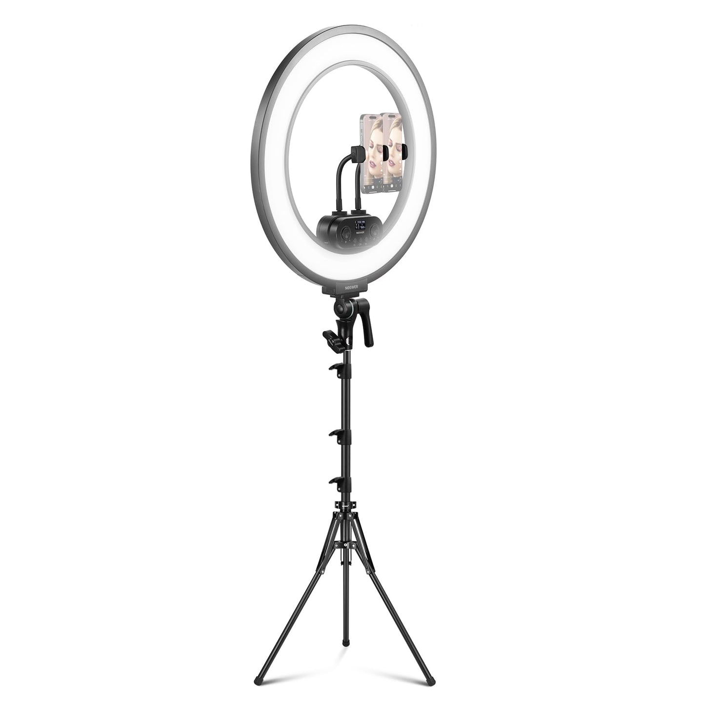 NEEWER 18 Inch Edge Lit Ring Light with Tripod Stand Phone Holder Compatible with iPhone for Video Recording Selfie Makeup Studio Streaming, 45W 2900-7000K APP 2.4G Control Ringlight Lighting, RL45B