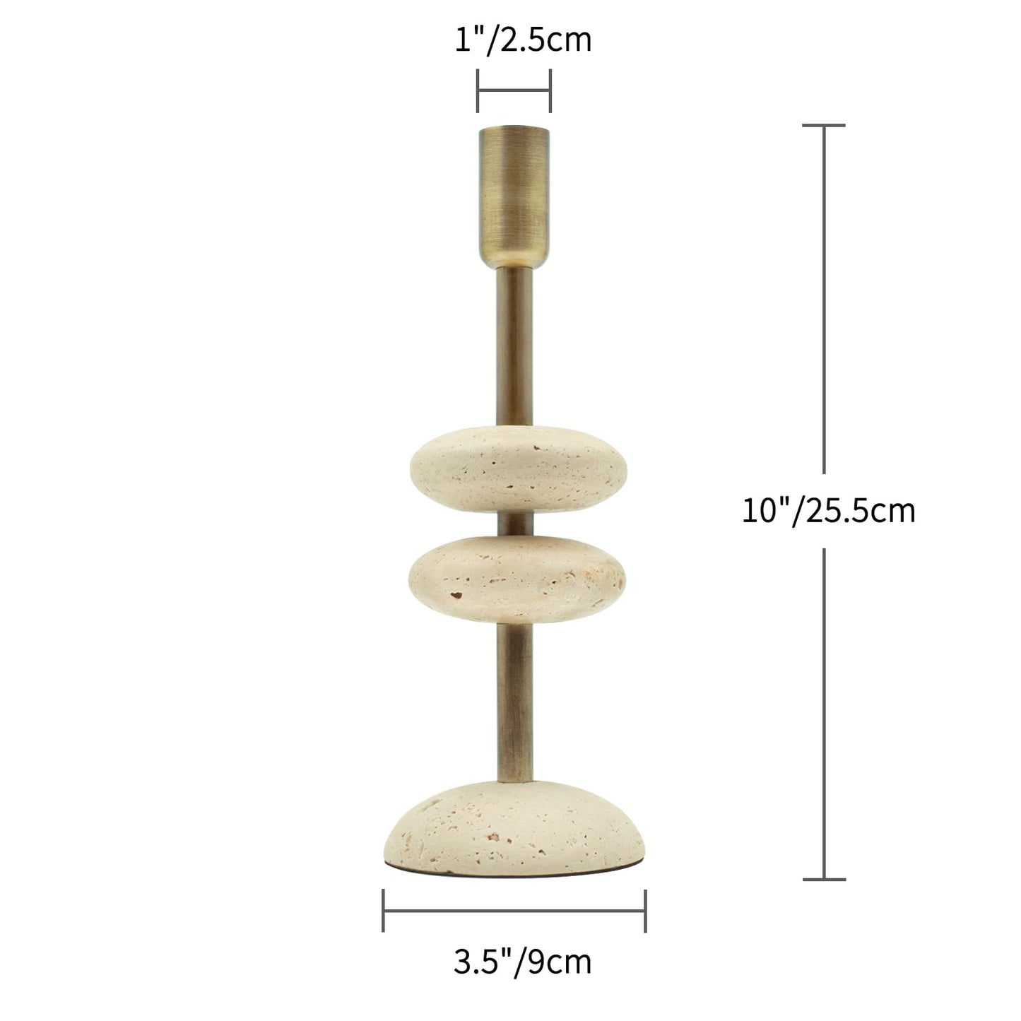 NEXOTIQUE Marble Candlestick Holders, Taper Candle Holder for Table Candles White Candelabra Candle Holders for Console Tabale, Wedding Centerpiece, Cozy Home Decor, Travertine, 10''