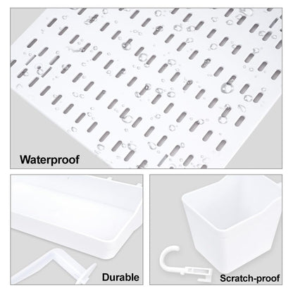Pegboard Organizer for Wall Organization with 2 Pieces White Peg Board and 11 Accessories Set, Wall Mount Display Storage Kits for Kitchen Bedroom Office Bathroom Crafts Tools