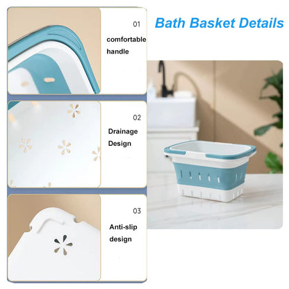ANNIYA Foldable Plastic Shower Caddy Basket 2 Pcs, Portable and Durable Toiletries Caddy with Handles Ideal for Dorm, Bathroom, Cleaning, Kitchen, Camping, Waterproof, Easy to Clean (Grey 2 pack)