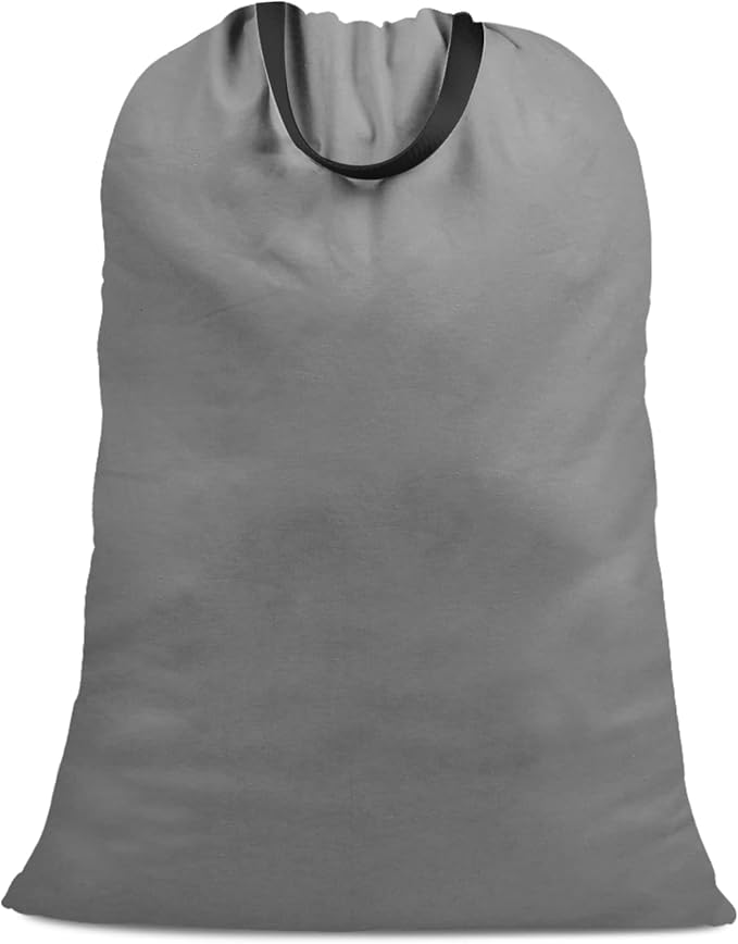 Cotton Canvas Laundry Bag with Handles & Drawstring Straps, Heavy Duty Extra