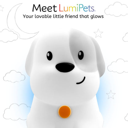Lumipets Pepper The Puppy Dog Squishy Silicone Night Light for Kids | Cute Night Light with Remote & Touch Control for Baby & Toddler Bedrooms | Color Changing Animal Lamp | Soft Portable Nightlight