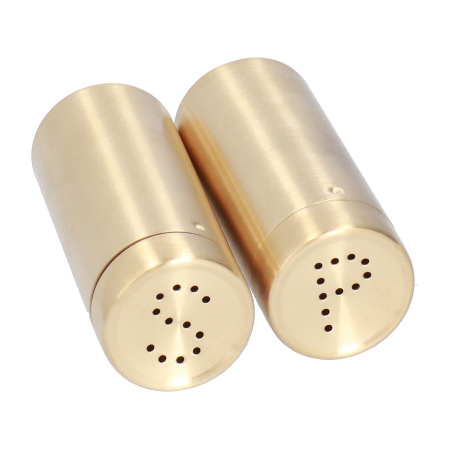 Salt Seasoning Bottle 2 Pcs Condiment Pots, Stainless Steel Jar Shakers Kitchen Container Tool, 1.5x1.5x3.4in 6.8oz Seasoning Shaker for Salt Cinnamon (Gold)